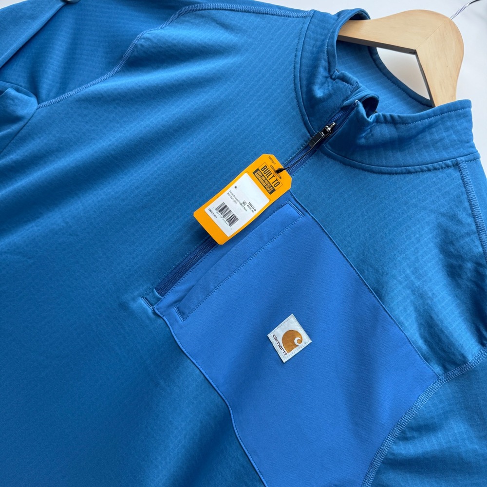 Carhartt Force Half-Zip T-Shirt Mens XL Blue New Relaxed Fit Mock Neck TK6423-M